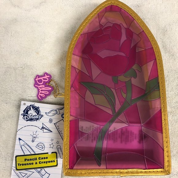 NWT Disney Beauty and the Beast Princess Belle Rose Pencil Case Makeup Bag - Picture 2 of 3